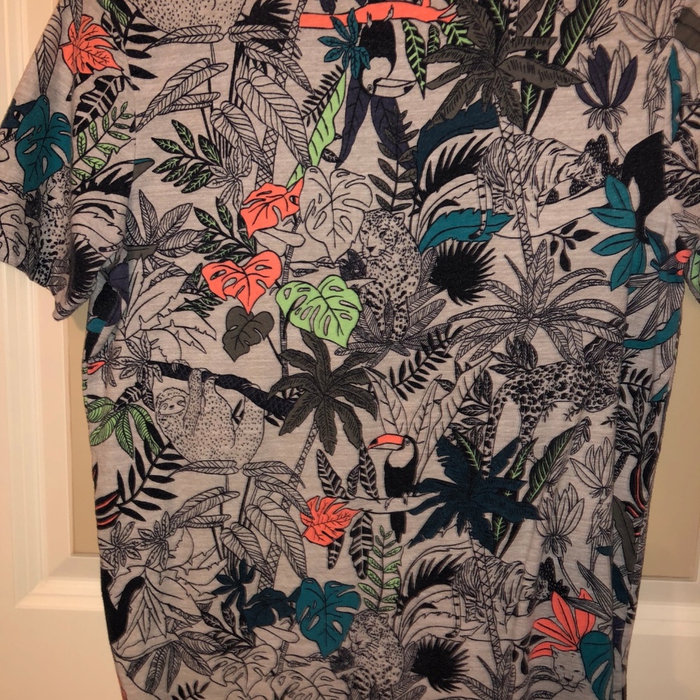 Tropical Floral Colorful Teal Pocket-tee